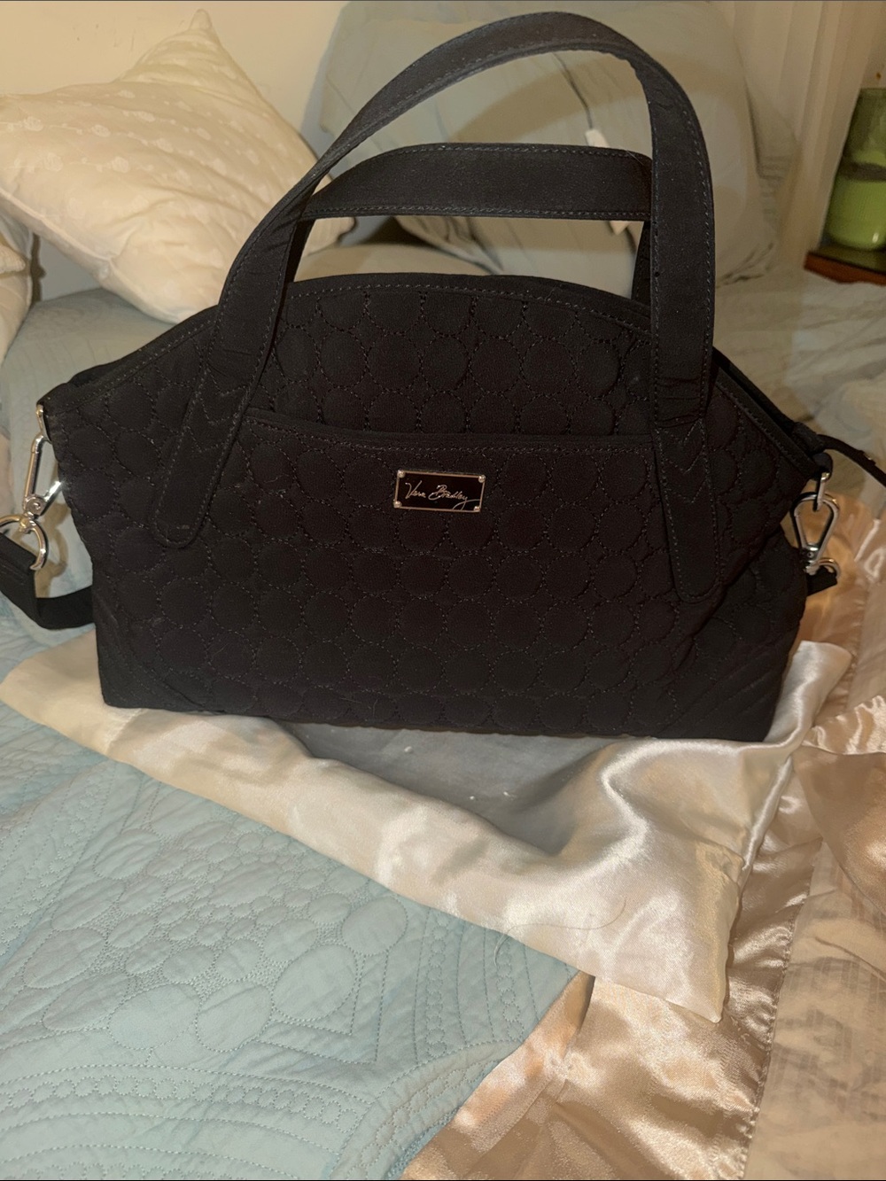 Vera Bradley Black Quilted Satchel with Top Handles